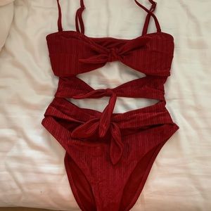 Knotted One Piece Bathing Suit